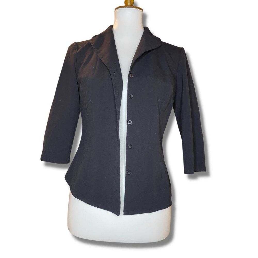 Women's Black Calson Blazer Quarter Sleeve Size 4 Petite